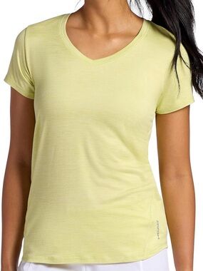 HEAD Women’s Light Yellow V-Neck Tee Emily Short Sleeve Lime Sherbet Heather
